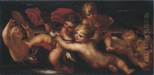 An Allegory Of Music, With Putti Playing Music (an Overdoor) - view 1