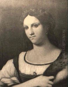 Portrait Of A Woman Holding A Fur Cape On Her Shoulder by Sebastiano Del Piombo