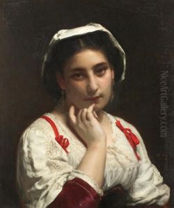 Portait Of Lady by Etienne Adolphe Piot