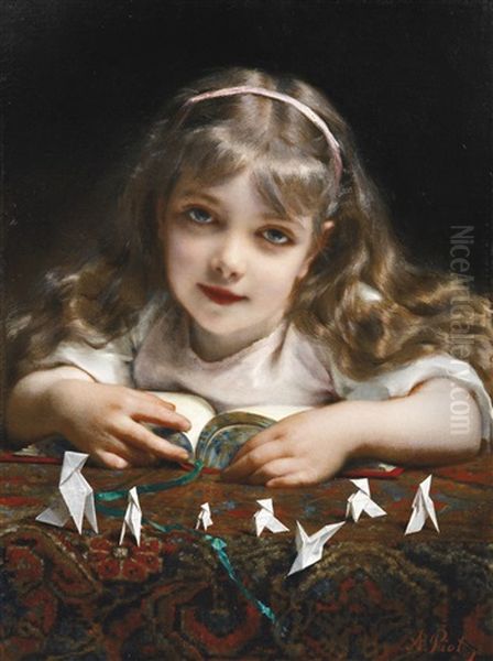 A Young Girl With Origami Birds - view 1