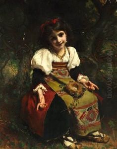 Italian Girl With A Nest With Eggs In Her Lap