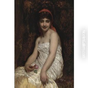 The Pink Rose by Etienne Adolphe Piot