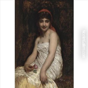 A Young Beauty With Roses by Etienne Adolphe Piot
