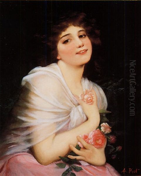 A Beautiful Young Girl With Flowers - view 1