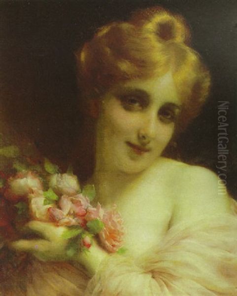 Portrait Of A Woman With Roses - view 1