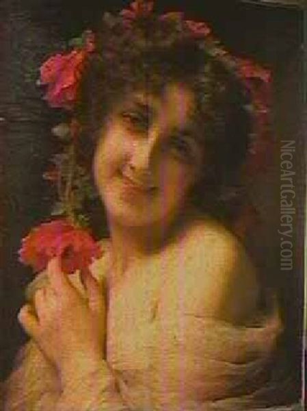 Young Woman With Poppies - view 1