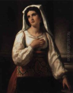 Portrait Of A Young Italian Girl by Etienne Adolphe Piot