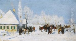 Winterlandschaft Mit Reitern by Antoni Piotrowski