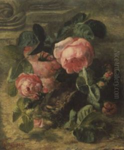 Vogelnest Zwischen Rosa Rosen by Pierre Piquet