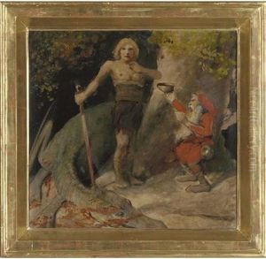 Siegfried With Mime And The Death Of Fafner The Dragon by Emil Pirchan the Elder