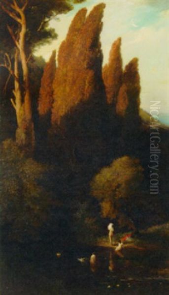 Young Beauties Bathing In A Landscape - view 1