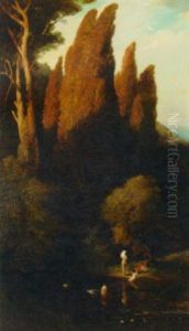 Young Beauties Bathing In A Landscape by Emil Pirchan the Elder