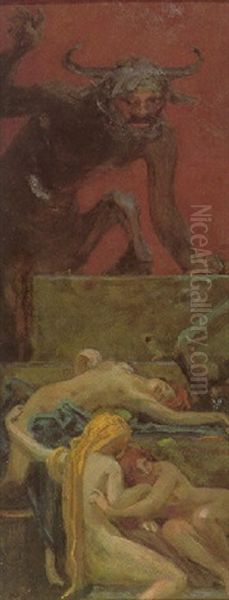 Mythologische Szene Mit Faun Und Nymphen - view 1