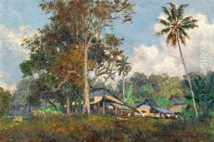 View Of A Javanese Kampong