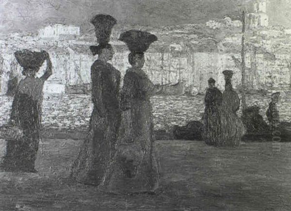 Three Women Beside Marseilles Quayside - view 1
