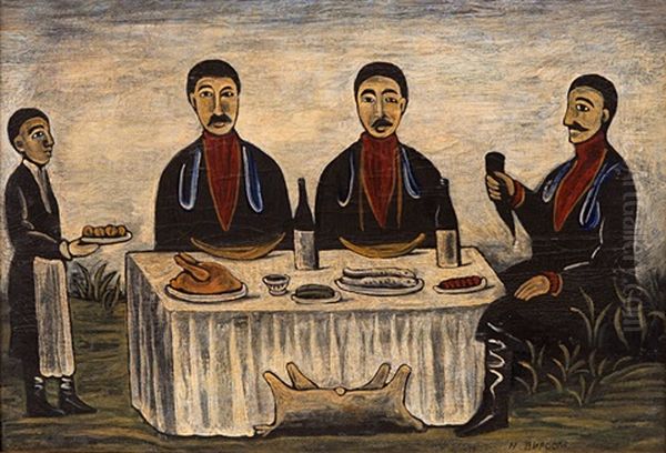 Three Men At Dinner - view 1