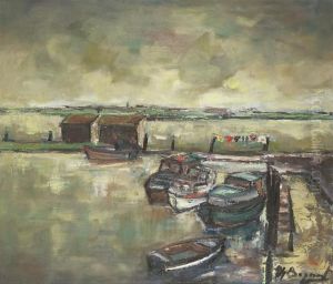 Boats At The Docks by Theo Bogaert