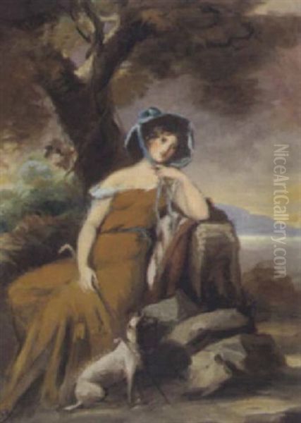 Bildnis Einer Jungen Dame Mit Hund, Vor Einer Landschaft - view 1