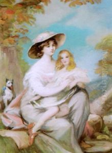 Bildnis Einer Jungen Dame Mit Tochter Und Hund