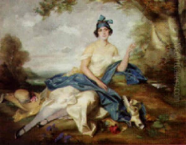 Portrait Of A Lady Resting In A Landscape - view 1