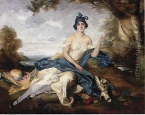 An Elegant Lady Seated In A Park