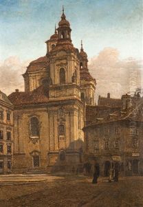 St. Nicholas Cathedral From Platnerska Ulice by Joseph Pisecky