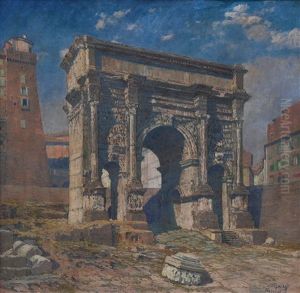 Septimius Severus Triumphal Arch In Rome by Joseph Pisecky