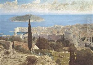 The Old Town, Dubrovnik, Overlooking The Island Of Lokrum, Croatia