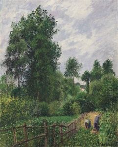 Paysage Avec Peupliers, Temps Gris, Eragny by Camille Pissarro