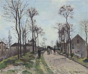 La Route De Saint-germain, Louveciennes by Camille Pissarro