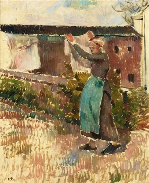 Femme Etendant Du Linge - view 1