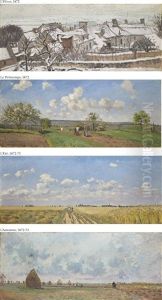 Les Quatre Saisons (l'hiver, Le Printemps, L'ete, L'automne) by Camille Pissarro