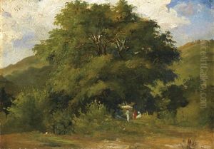 Paysage Avec Femmes Sous Un Grand Arbre, Saint-thomas (antilles) by Camille Pissarro