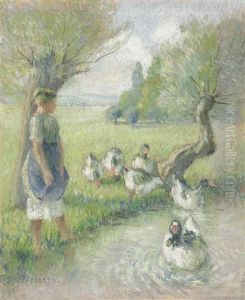 La Gardeuse D"oies (la Mare Aux Canards) by Camille Pissarro