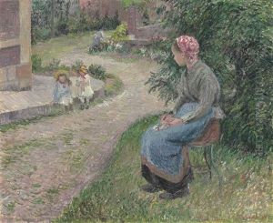 La Servante Assise Dans Le Jardin D'eragny by Camille Pissarro