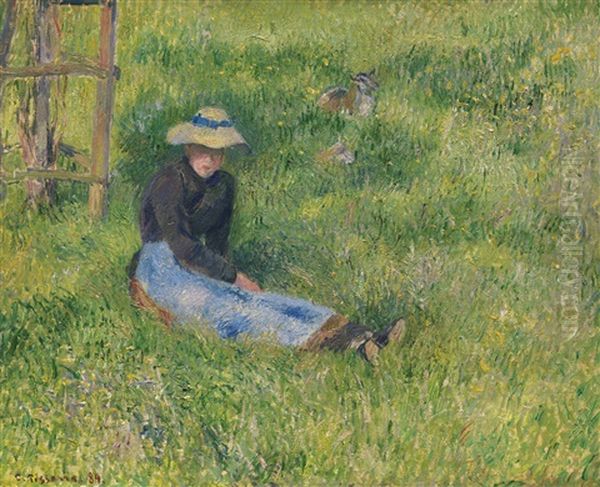 Paysanne Assise Et Chevre - view 1