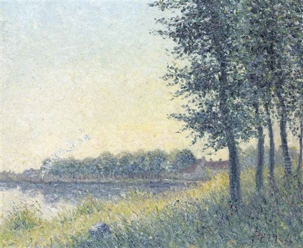 A Steam Launch On The River At Dusk - view 1