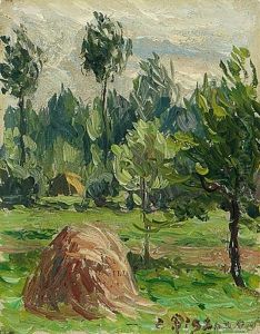 Le Pre A Eragny Avec Meule by Camille Pissarro
