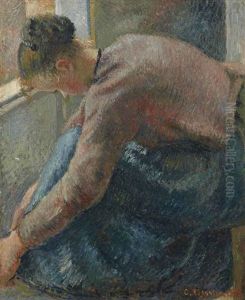 Paysanne Attachant Son Soulier by Camille Pissarro