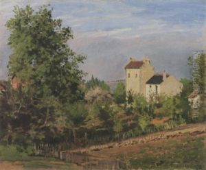Paysage Avec Maisons Blanches A Droite - Environs De Pontoise by Camille Pissarro