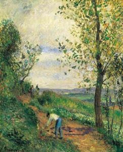 Paysage Avec Un Homme Piochant
