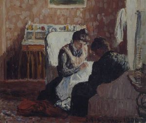 Interieur (femmes Cousant) by Camille Pissarro