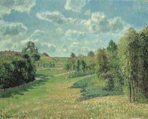 La Prairie De Berneval, Matin by Camille Pissarro