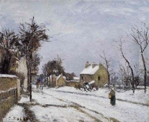 La Route De Versailles A Louveciennes by Camille Pissarro