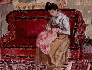 Jeune Fille Cousant by Camille Pissarro