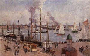 Port Du Havre, Maree Haute by Camille Pissarro