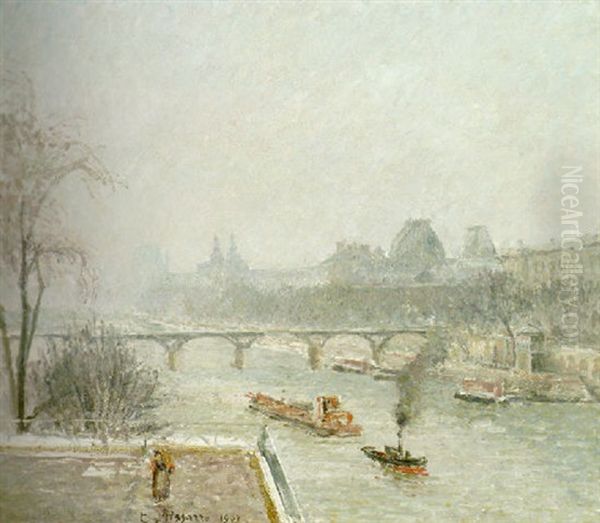 Le Louvre, Matin, Effet De Neige - view 1