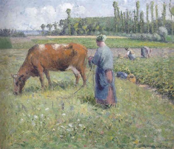 Femme Gardant Une Vache - view 1