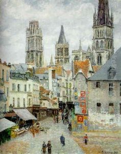 La Rue De L'epicerie A Rouen, Matin, Temps Gris
