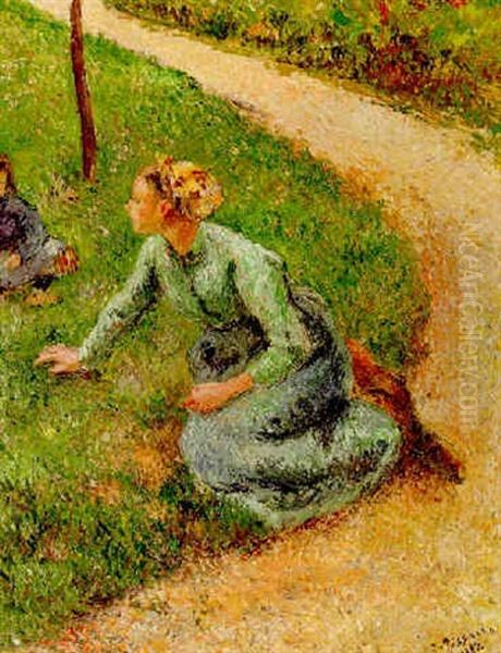 Paysanne Ramassant De L'herbe - view 1